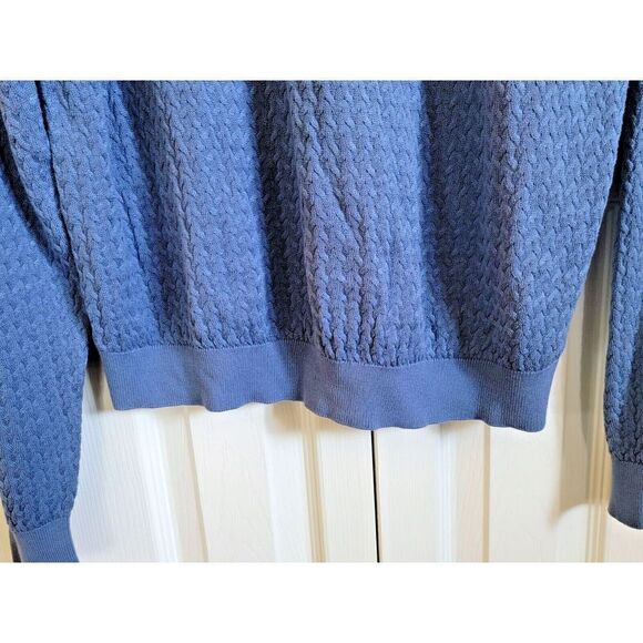 Tricots St. Raphael XL Nordstrom Vintage Grandpa Sweater L/S Blue XL Silk Blend‎ - Picture 4 of 6